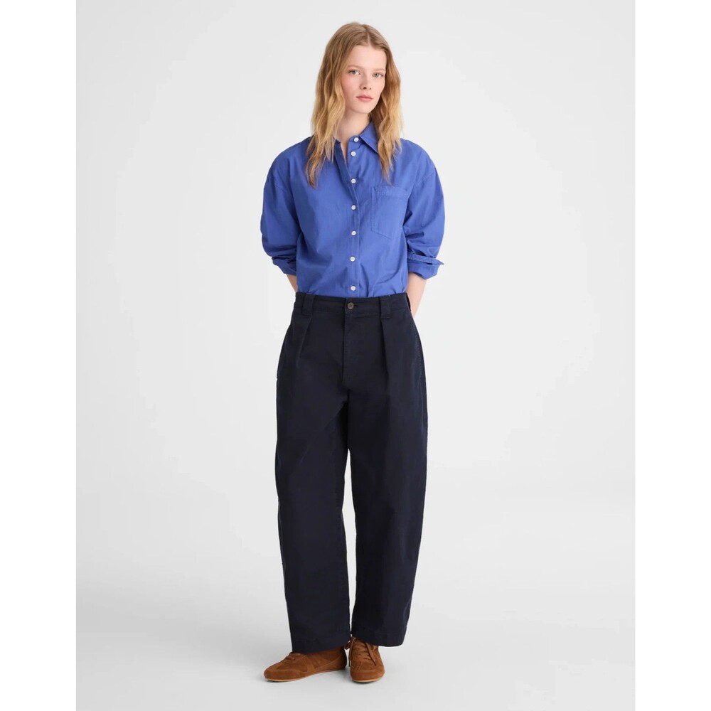 MADEWELL The Short Barrel-Leg Chino Pant 25 Navy Blue Stretch Twill NWT B91